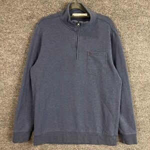 CRIQUET Quarter Zip Pullover Sweatshirt Heather Blue Size Medium Made in Peru